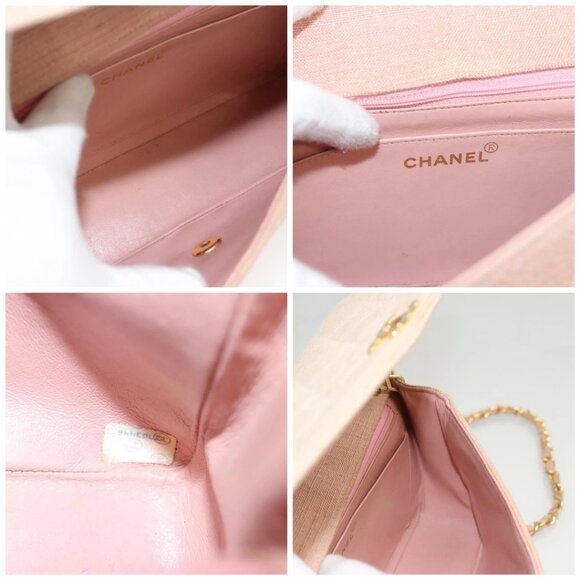 CHANEL Matelasse Chain Diana Shoulder Bag Canvas Pink CC Auth 120753 - Picture 15 of 16